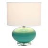 15.25" Modern Ovaloid Glass Bedside Table Lamp With Fabric Shade - Lalia Home