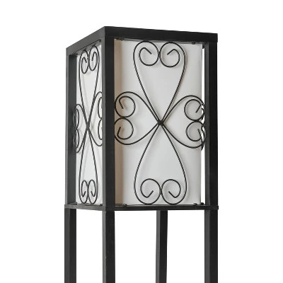 Etagere Organizer Storage Shelf Floor Lamp With Linen Shade Black - Simple Designs - Image 8