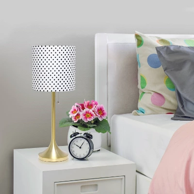 Tapered Desk Lamp With Polka Dot Fabric Drum Shade Gold - Simple Designs - Image 5