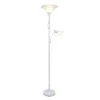 Torchiere Floor Lamp With Reading Light And Marble Glass Shades White - Lalia Home