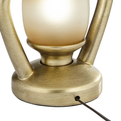 Franklin Iron Works Traditional Table Lamps With Night Light 25 1/4" High Set Of 2 Miner Lantern Gold Oatmeal Shade For Living Room Bedroom Home - Image 7
