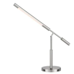 27" Integrated Metal Desk Lamp With USB Ports (Includes LED Light Bulb) Brushed Steel - Cal Lighting