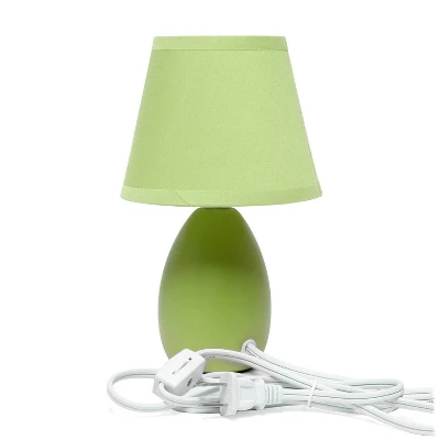 9.45" 2pk Petite Ceramic Oblong Bedside Table Desk Lamps With Matching Tapered Drum Shade Green - Creekwood Home - Image 5
