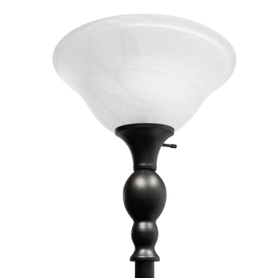 1-Light Classic Torchiere Floor Lamp With Marbleized Glass Shade Restoration Bronze - Lalia Home - Image 4
