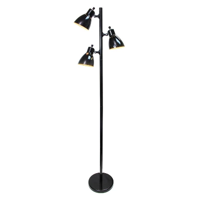 64" Traditional 3 Light Metal Floor Lamp With Adjustable Spotlight Shades Black - Creekwood Home - Image 2