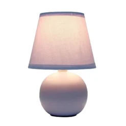 8.66" Petite Ceramic Orb Base Bedside Table Desk Lamp With Matching Tapered Drum Fabric Shade Purple - Creekwood Home