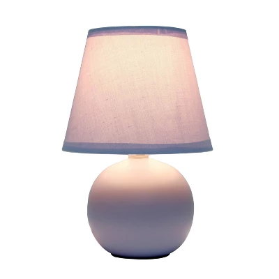 8.66" Petite Ceramic Orb Base Bedside Table Desk Lamp With Matching Tapered Drum Fabric Shade Purple - Creekwood Home