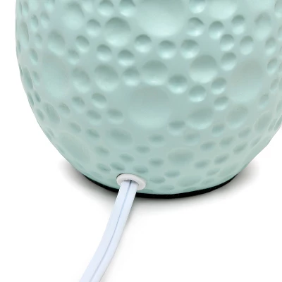 14.17" Traditional Ceramic Texture Thumbprint Tear Drop Table Desk Lamp With Tapered White Shade Blue - Creekwood Home - Image 4
