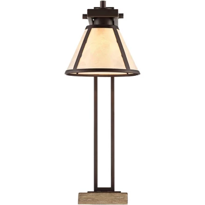 Franklin Iron Works Maricopa Rustic Farmhouse Desk Lamp 21 1/4" High Bronze Metal With USB And AC Power Outlet Mica Shade For Bedroom Living Room Home - Image 8
