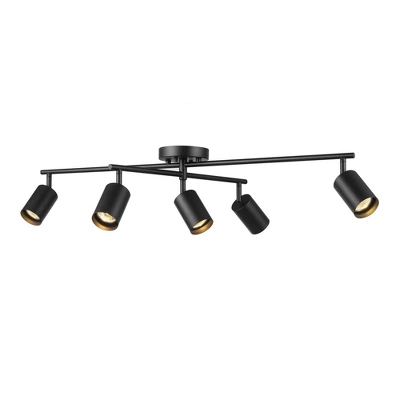 5-Light Matte Black Track Lighting With Center Swivel Bar With Pivoting Shades - Globe Electric - Image 3