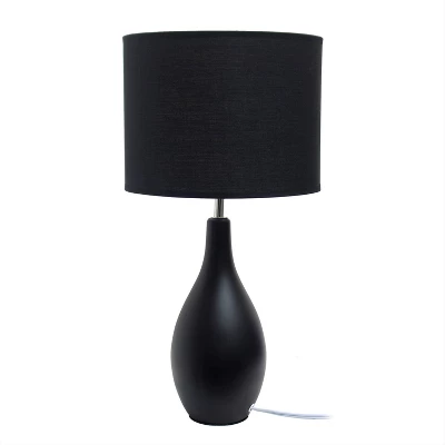 18.11" Traditional Standard Ceramic Dewdrop Table Desk Lamp With Matching Fabric Shade Black - Creekwood Home - Image 2