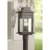 Franklin Iron Works Rustic Outdoor Post Light Fixture LED Black Specked Gray 31 1/2" Clear Glass For Exterior Garden Yard Driveway