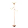 Torchiere Floor Lamp With 2 Reading Lights And Scalloped Glass Shades Rose Gold - Lalia Home