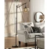 Franklin Iron Works Industrial Downbridge Floor Lamp 66" Tall Bronze Cognac Glass Dimmable LED Edison Bulb For Living Room Reading Office