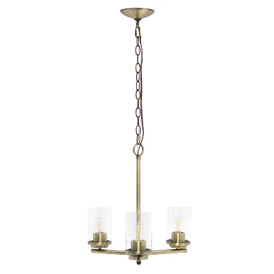 3-Light 15" Classic Contemporary Clear Glass/Metal Hanging Pendant Chandelier - Lalia Home - Image 10