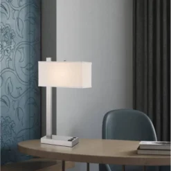 Contemporary Metal Desk Lamp Brushed Steel With USB Port - Cal Lighting