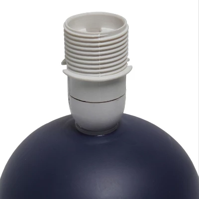 8.66" Petite Ceramic Orb Base Bedside Table Desk Lamp With Matching Tapered Drum Fabric Shade Blue - Creekwood Home - Image 3