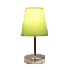 10.5" Petite Metal Stick Bedside Table Desk Lamp In Sand Nickel With Fabric Shade Green - Creekwood Home