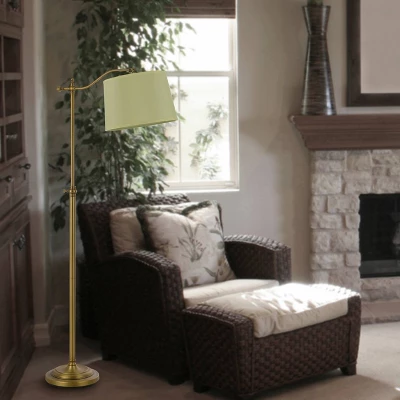 52" X 62.5" Adjustable Height Wilmington Metal Floor Lamp Antique Brass - Cal Lighting