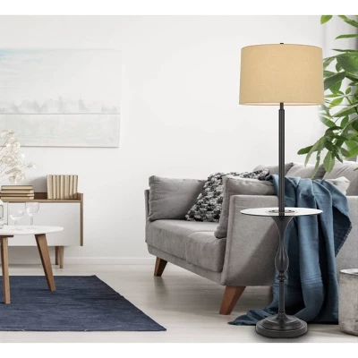 61" Metal Floor Lamp Dark Bronze/Chrome - Cal Lighting