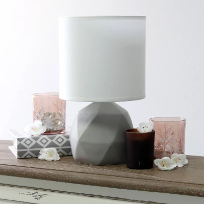 Geometric Concrete Lamp With Shade White - Simple Designs - Image 2