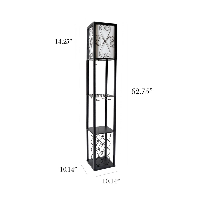 Etagere Organizer Storage Shelf Floor Lamp With Linen Shade Black - Simple Designs - Image 2