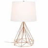 Geometric Wired Table Lamp With Fabric Shade Rose Gold - Lalia Home
