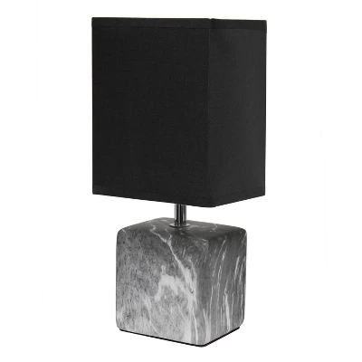 Petite Marbled Ceramic Table Lamp With Fabric Shade - Simple Designs - Image 11