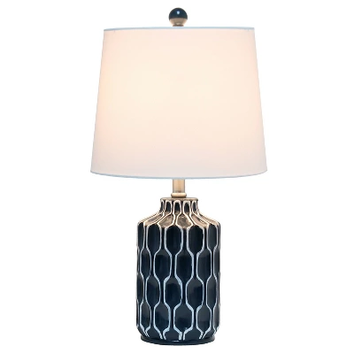 Moroccan Table Lamp With Fabric Shade Blue - Lalia Home