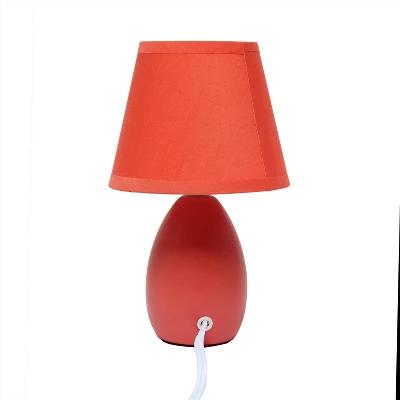 9.45" 2pk Petite Ceramic Oblong Bedside Table Desk Lamps With Matching Tapered Drum Shade Orange - Creekwood Home - Image 3