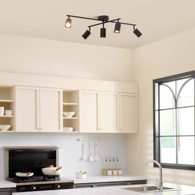 5-Light Matte Black Track Lighting With Center Swivel Bar With Pivoting Shades - Globe Electric - Image 5