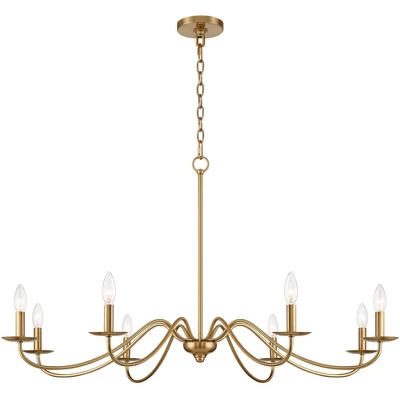 Franklin Iron Works Soft Gold Chandelier 42" Wide Farmhouse Rustic Bent Arms 8-Light Fixture For Dining Room Living House Home Foyer Kitchen Island - Image 6