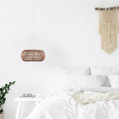 Fitz 1-Light Plug-In Or Hardwire Rattan Shade Pendant Lighting - Globe Electric - Image 4