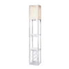 Etagere Storage Shelf Floor Lamp With Linen Shade White - Simple Designs
