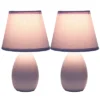 9.45" 2pk Petite Ceramic Oblong Bedside Table Desk Lamps With Matching Tapered Drum Shade Purple - Creekwood Home