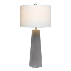 Concrete Pillar Table Lamp With Fabric Shade White - Lalia Home