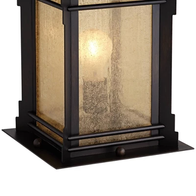 Franklin Iron Works Hickory Point Rustic Farmhouse Outdoor Pier Mount Lights Set Of 2 Walnut Bronze 16 1/2" Frosted Cream Glass For Exterior Barn Deck - Image 2