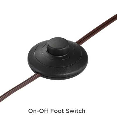 Franklin Iron Works Rustic Farmhouse Arc Floor Lamp With USB Port 60" Tall Bronze Downbridge Faux Leather Empire Shade For Living Room Reading Bedroom - Image 4