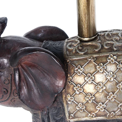 Elephant Table Lamp With Fabric Shade Brown - Lalia Home - Image 3