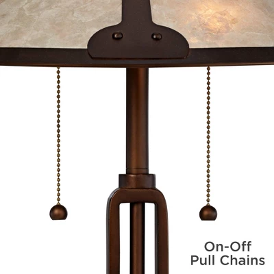 Franklin Iron Works Samuel Industrial Desk Lamp 20" High Rubbed Bronze With USB Charging Port Natural Mica Shade For Bedroom Living Room Bedside Desk - Image 5