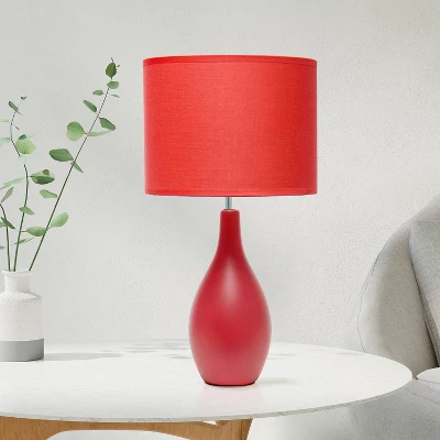 18.11" Traditional Standard Ceramic Dewdrop Table Desk Lamp With Matching Fabric Shade Red - Creekwood Home - Image 6