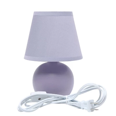 8.66" Petite Ceramic Orb Base Bedside Table Desk Lamp With Matching Tapered Drum Fabric Shade Purple - Creekwood Home - Image 7