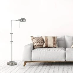 42" X 58" Adjustable Height Croby Metal Floor Lamp Brushed Steel - Cal Lighting