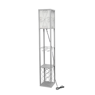 Etagere Organizer Storage Shelf Floor Lamp With Linen Shade Gray - Simple Designs - Image 10