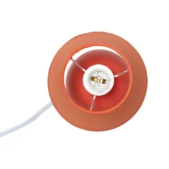 8.66" Petite Ceramic Orb Base Bedside Table Desk Lamp With Matching Tapered Drum Fabric Shade Orange - Creekwood Home