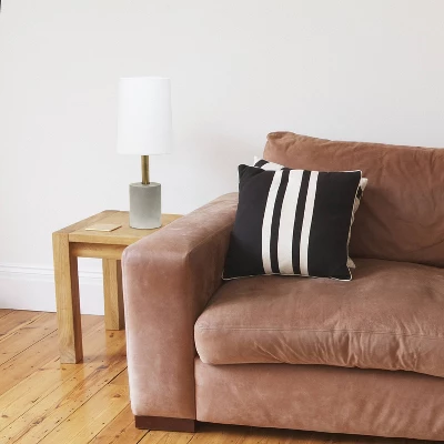 Concrete Table Lamp With Linen Shade White - Lalia Home - Image 5