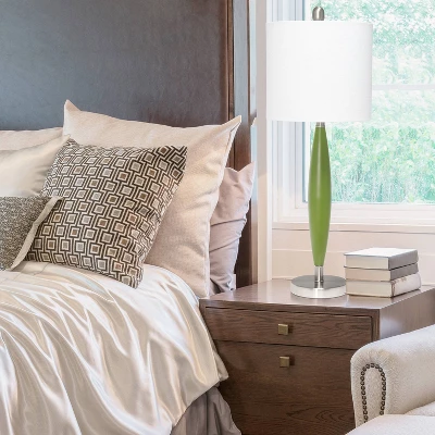 Stylus Table Lamp With Fabric Shade Green - Lalia Home - Image 3