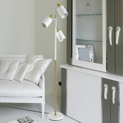 67" 3-Light Lexie Floor Lamp With Pivoting Lamp Heads Matte White - Globe Electric - Image 3
