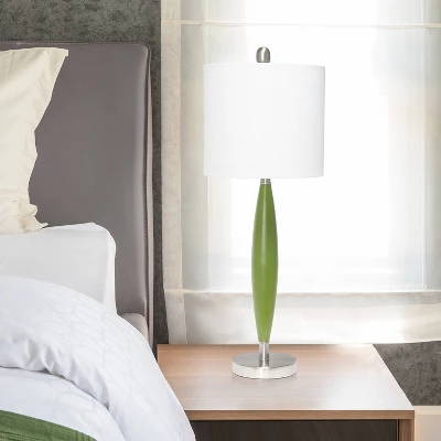 Stylus Table Lamp With Fabric Shade Green - Lalia Home - Image 4