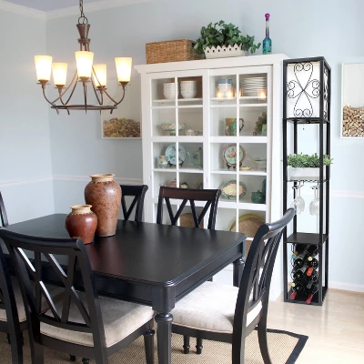 Etagere Organizer Storage Shelf Floor Lamp With Linen Shade Black - Simple Designs - Image 6